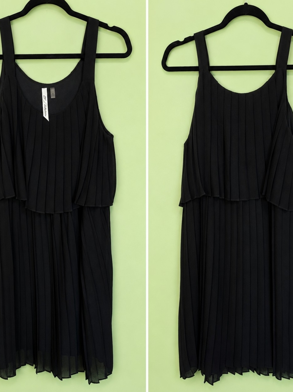 NY Collection Black Pleated Midi Dress